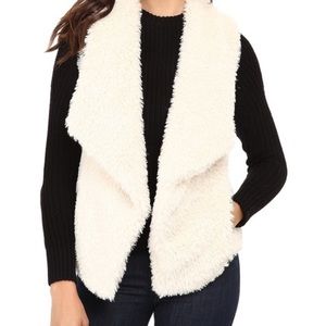 Calvin Klein Open Front Fur Vest with Pockets